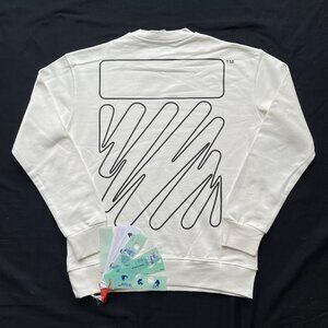 SMALL OFF-WHITE MEN'S CREWNECK WHITE COTTON SWEATERS